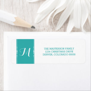 Teal Simply Chic Monogram Holiday Address Labels
