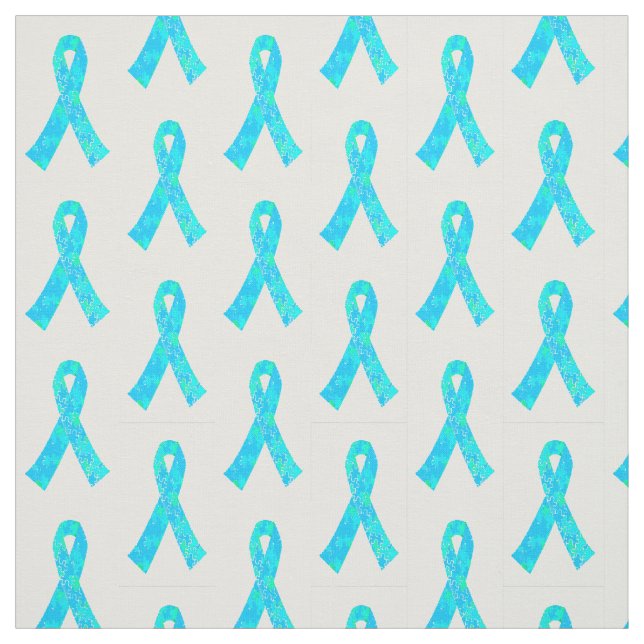 Teal Sky Blue Jigsaw Puzzle Pattern Ribbon Fabric (Swatch)