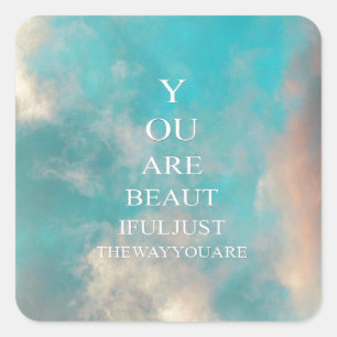 Teal Sky Blue Love Quote Square Sticker