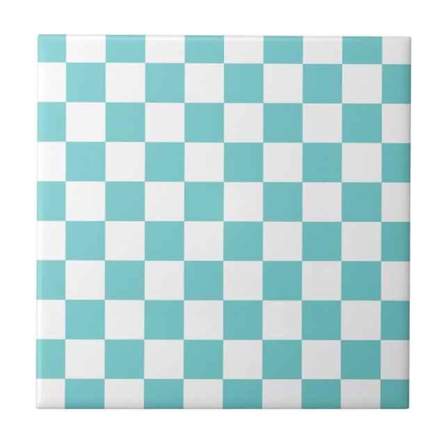 Teal Sky Chequerboard Tile (Front)
