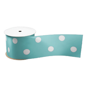 Teal Sky Polka Dot Ribbon Satin Ribbon