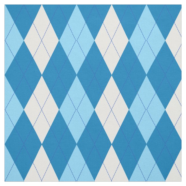 Teal | Skyblue | White Argyle Pattern Fabric (Swatch)