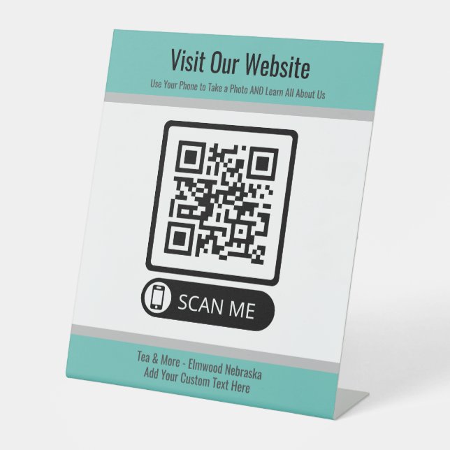 Teal Small Business Create QR Code Website Sign (Front)