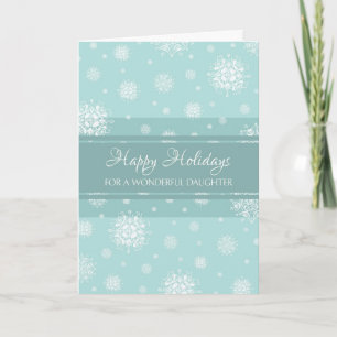 Teal Snow Daughter Happy Holidays Card
