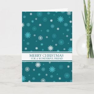Teal Snow Friendship Merry Christmas Card