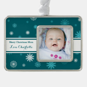 Teal Snow Mum Christmas Ornament