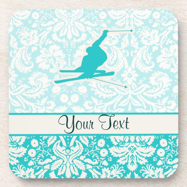 Teal Snow Skiing Coaster (Front)