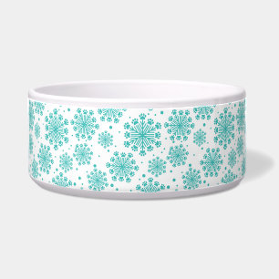 Teal Snowflake on white with paw print pattern