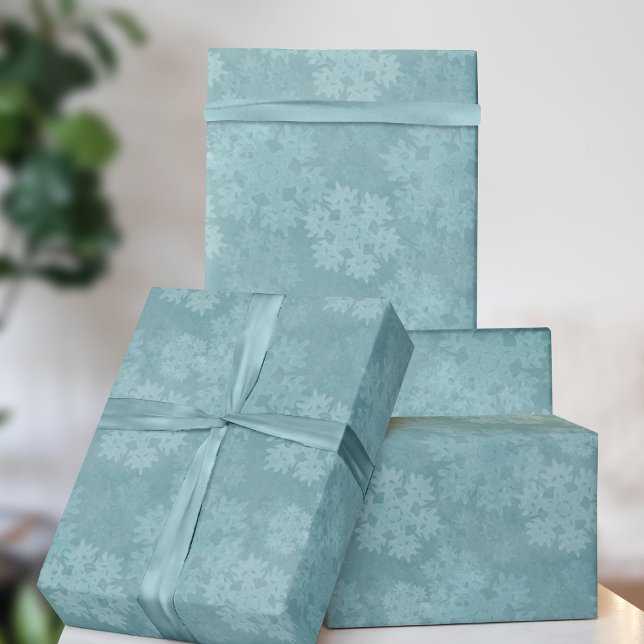Teal Snowflake Pattern Christmas Winter Holiday  Wrapping Paper (A pretty teal green snowflake pattern gift wrap perfect for you)