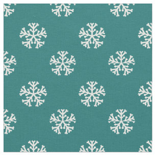 Teal Snowflake Pattern Fabric
