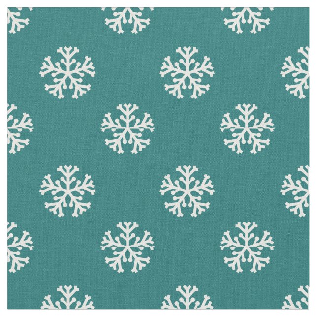 Teal Snowflake Pattern Fabric (Close Up)