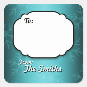 Teal Snowflakes Personalised Gift Tag stickers