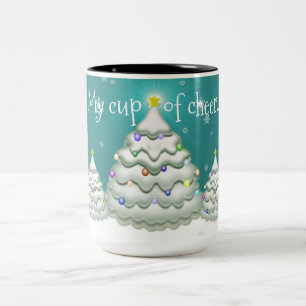 Teal Snowy Christmas Tree Mug
