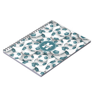 teal soccer balls pattern kids sports notebook