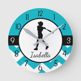 Teal Softball Wall Clock