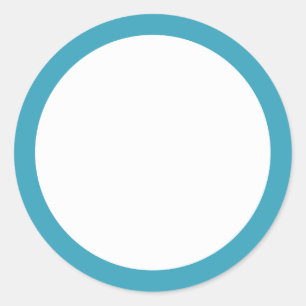 Teal solid colour border blank classic round sticker
