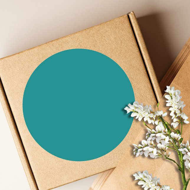 Teal Solid Colour | Classic | Elegant Classic Round Sticker (Creator Uploaded)