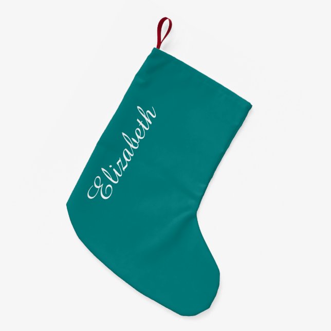 Teal Solid Colour Small Christmas Stocking (Front (Hanging))