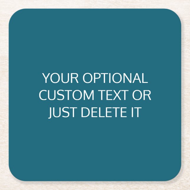 Teal solid colour trendy coctail party palette square paper coaster (Front)