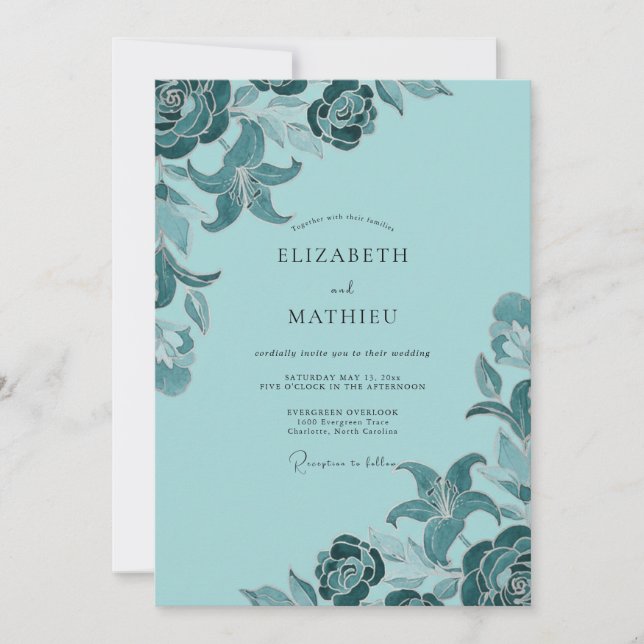 Teal Sophisticated Coastal Wedding Invitation (Front)