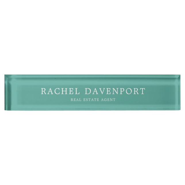 Teal Sophisticated Professional Elegant Minimal Nameplate (Front)