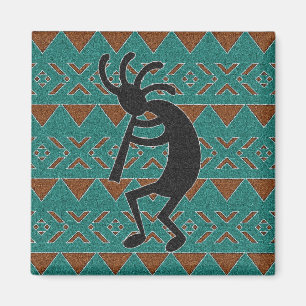 Teal Southwestern Design Kokopelli Magnet