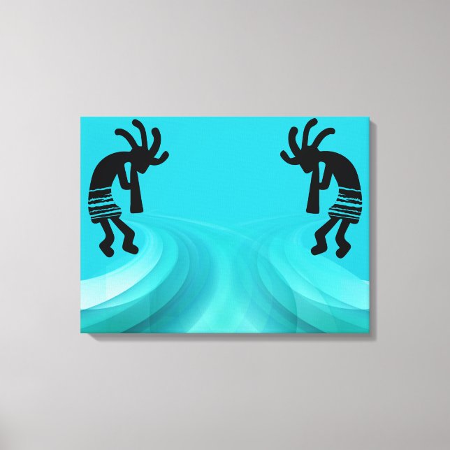 Teal Southwestern Kokopelli Canvas Print (Front)