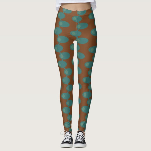 Teal Spaceships  Leggings (Front)