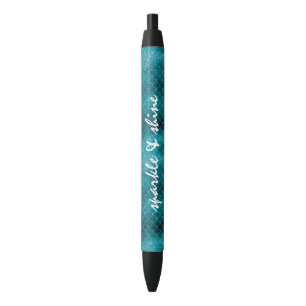 Teal Sparkle Mermaid personalized Black Ink Pen