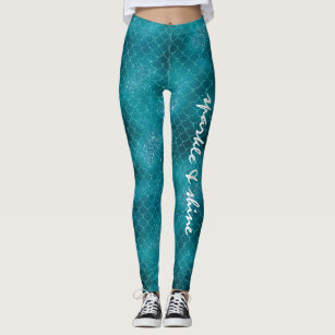 Teal Sparkle Mermaid personalized Leggings