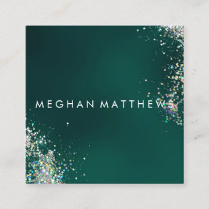 Teal Sparkle Splashes Beauty Stylist Square Business Card