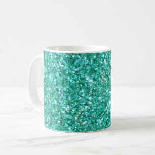Teal sparkling glitter pattern coffee mug