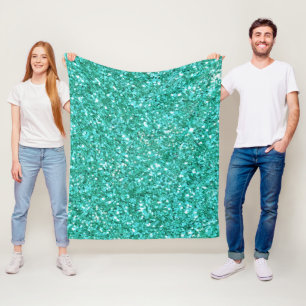 Teal sparkling glitter pattern             fleece blanket