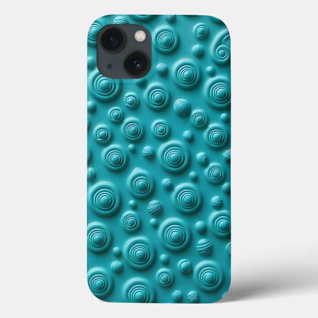 Teal Spiral Texture iPhone Case Cool Design (Back)
