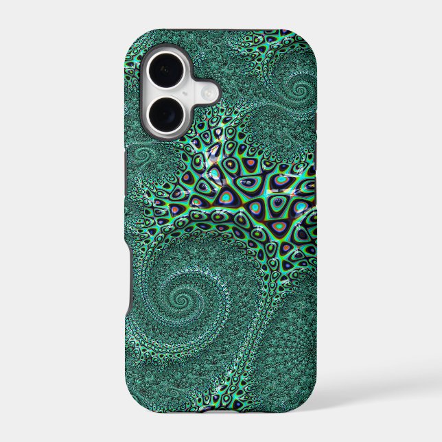 Teal Spotted Octopus  Fine Fractal Art (Back)