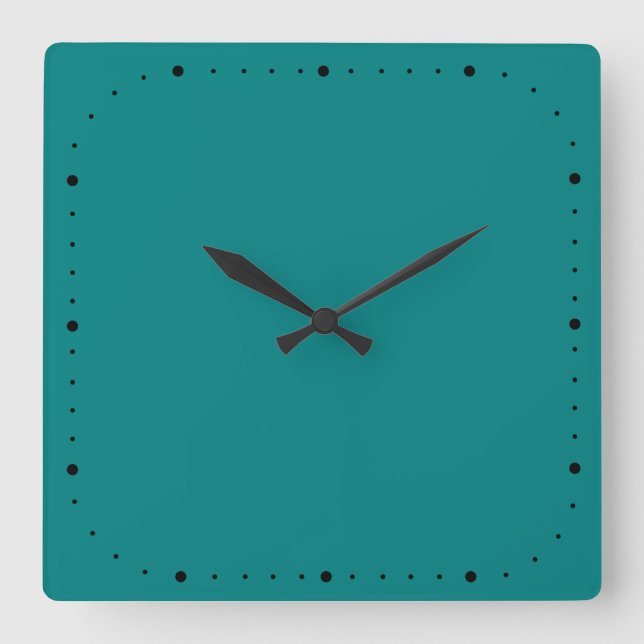 Teal Square Wall Clock With Without Numbers (Front)