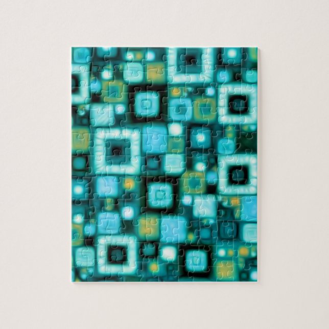 Teal Squares Pattern Jigsaw Puzzle (Vertical)