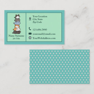 Teal Stack Of Cats Pet Animal Veterinarian   Business Card