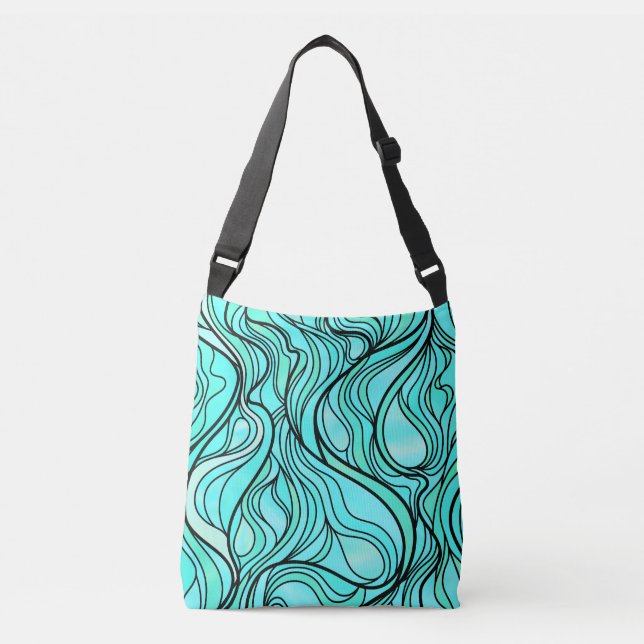 Teal Stained Glass Abstract Crossbody Bag (Front)