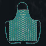 Teal STAR OF DAVID Personalised Apron<br><div class="desc">Stylish, modern teal personalised all-over print apron with Star of David pattern that would make an ideal gift for Mother's Day, Birthdays, and for the Jewish festivals throughout the year, such as Rosh Hashanah, Purim, Hanukkah, Passover, etc. The design shows a TEAL GREEN background colour with placeholder name, which is...</div>