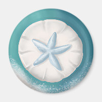 Teal Starfish and Sand Dollar Beachy
