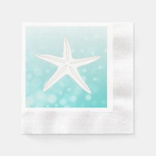 Teal Starfish Beach Themed Wedding Napkins
