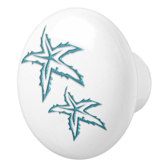 Teal Starfish Ceramic Knob (Right)