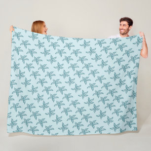 Teal Starfish Fleece Blanket