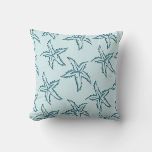 Teal Starfish Outdoor Cushion (Front)