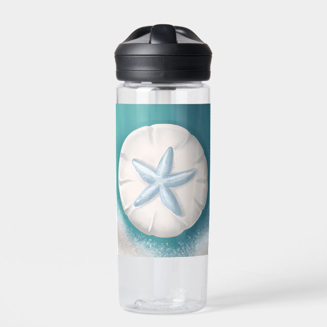 Teal Starfish Personalised Beachy Personalised Water Bottle (Front)