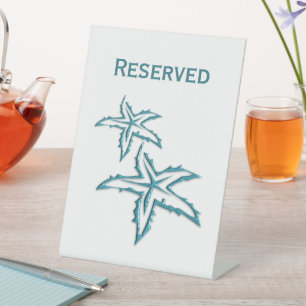 Teal Starfish Reserved Pedestal Sign