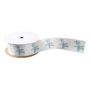 Teal Starfish Satin Ribbon