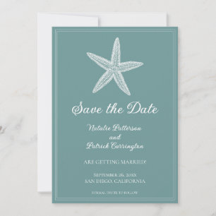 Teal Starfish Save the Date Invite