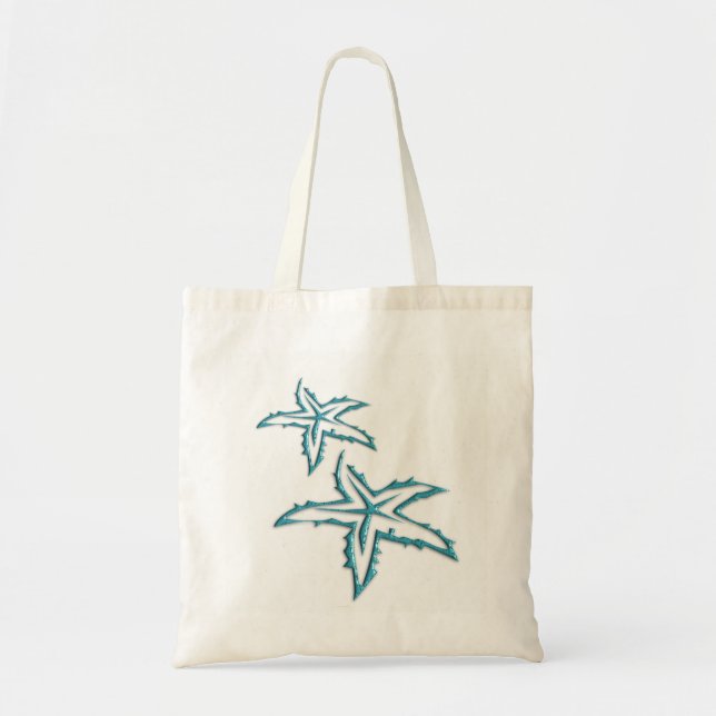 Teal Starfish Tote Bag (Front)